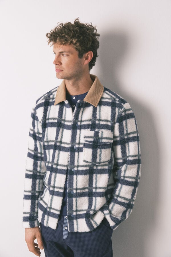 Women'secret Muški kratki kućni ogrtač od imitacije ovčije kože  Bež