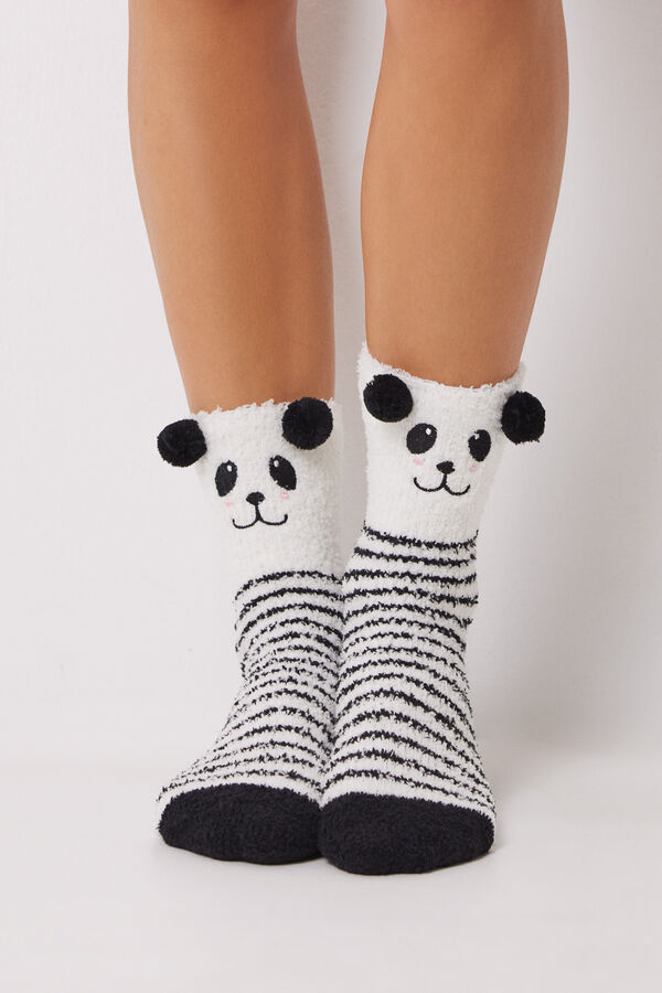 Women'secret Panda bear fluffy socks  white