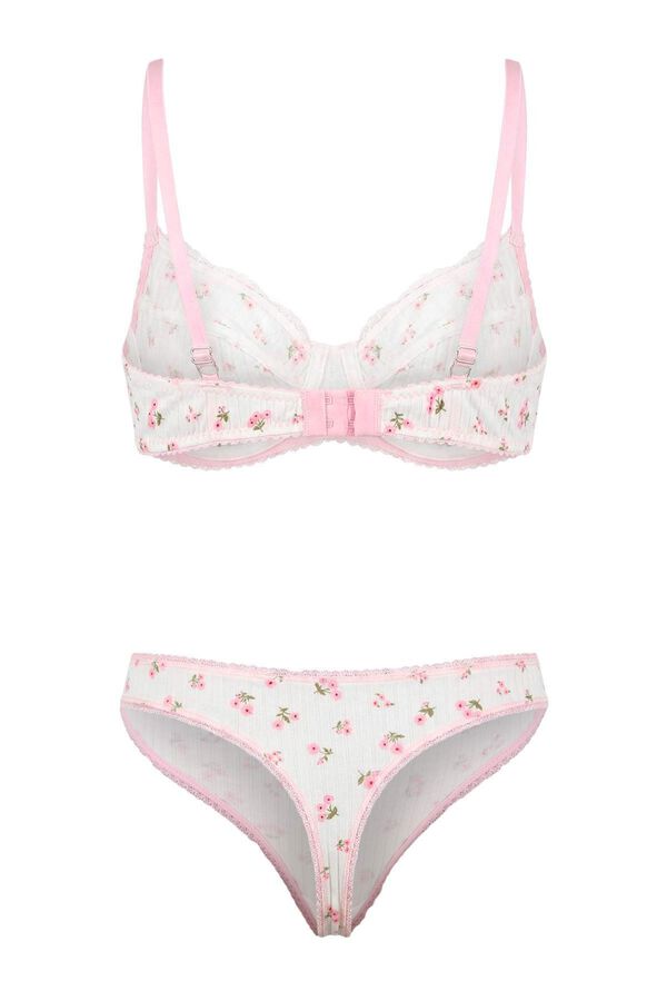 Trendyol Conjunto de ropa interior flores blanco