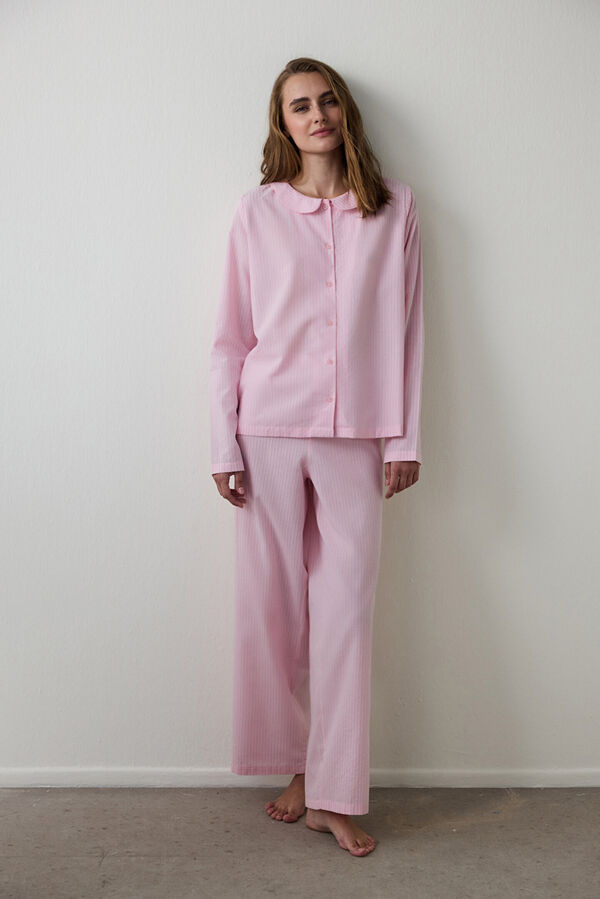 Penti Pinkish Stripes Ls Shirt Pant Set pink