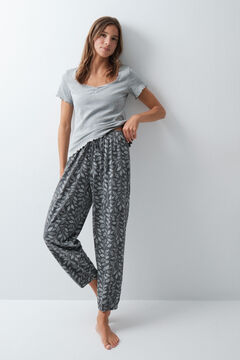 Women'secret Sive pamučne duge pufnaste pantalone Print