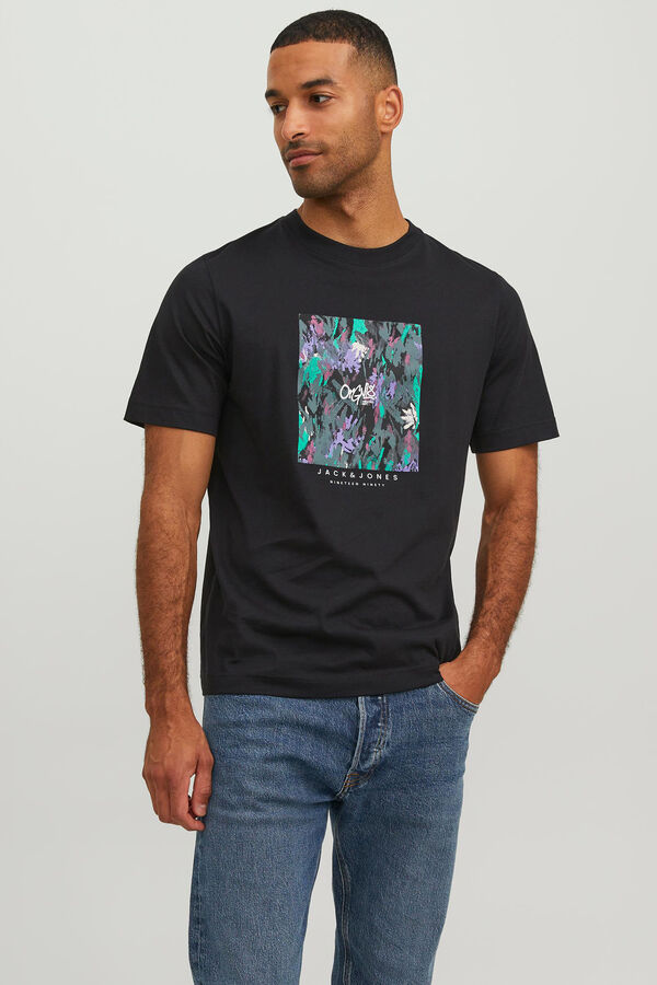 Jack & Jones Camiseta manga corta print logo algod&oacute;n org&aacute;nico  black