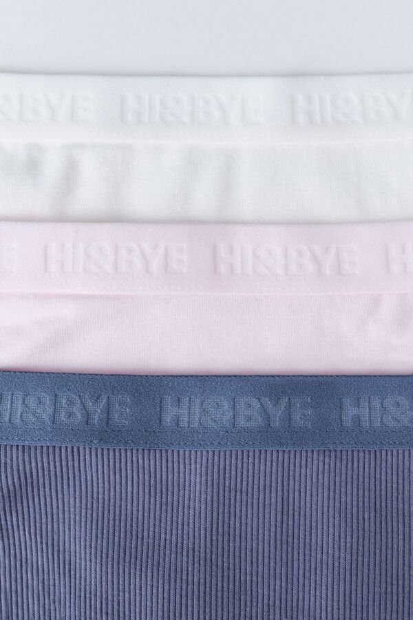 HI&BYE Paket od 3 brazilske gaće u plavoj, beloj i ružičastoj boji Print