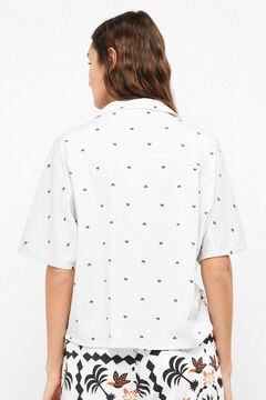 Gisela Camisa fluida print tropical manga japonesa