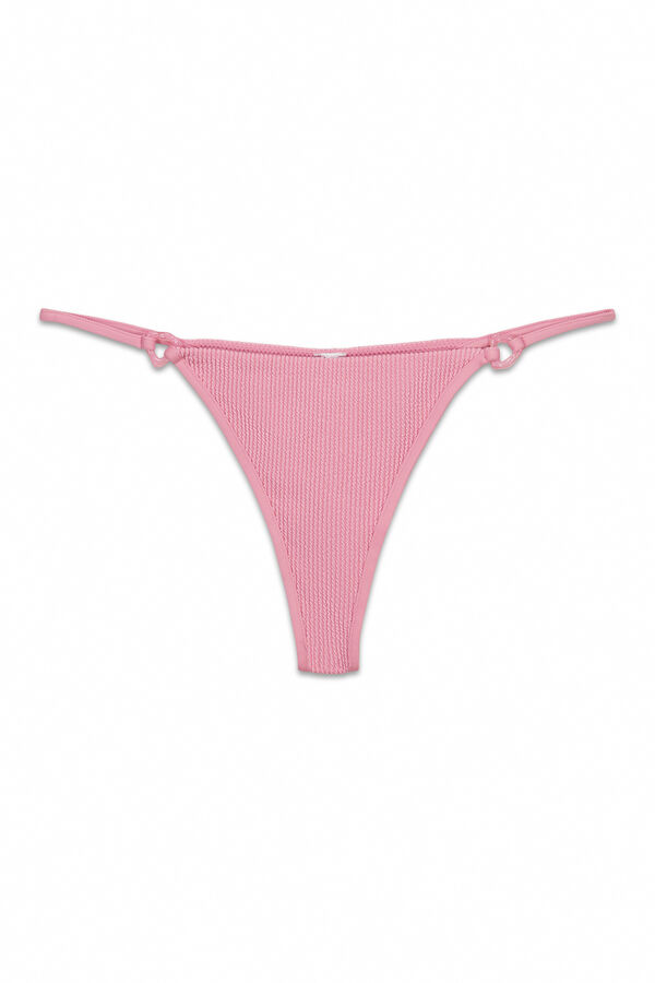 Women'secret Roze tanga donji deo bikinija sa naboranom teksturom Roze