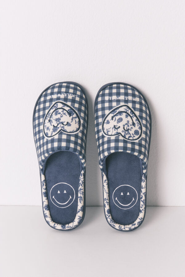 Women'secret SmileyWorld® kućne papuče sa plavim vichy dezenom Plava