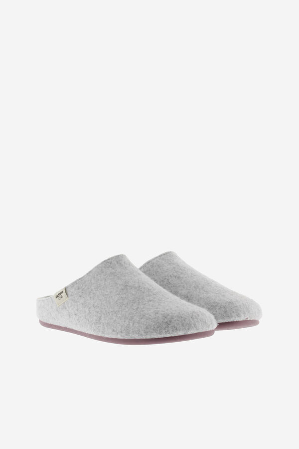 Womensecret Victoria Norte Recycled felt house slippers with faux shearling type interior insole Plava
