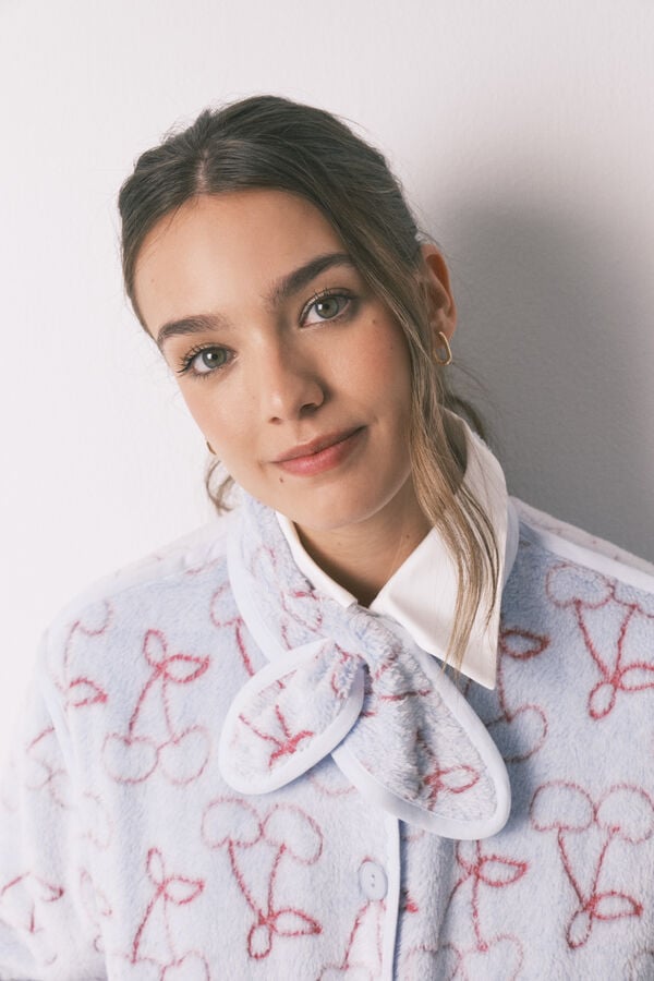 Women'secret Flisani kućni ogrtač sa žakardnim krznom Plava