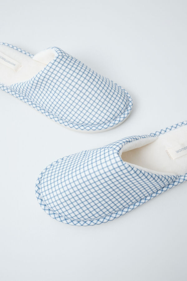 Women'secret Plave kućne papuče sa Vichy printom Print