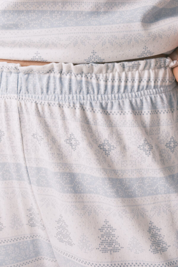 Women'secret Duga pidžama meka pleten pidžama sa plavim rubovima Print