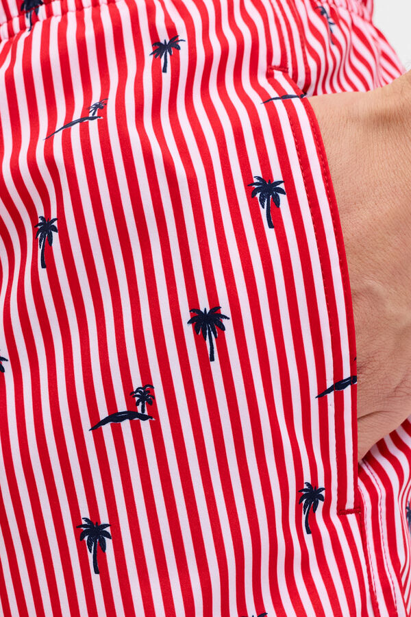 Jack & Jones Ba&ntilde;ador estampado rayas logo rojo