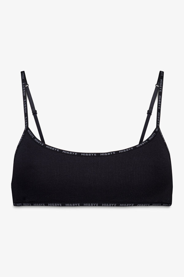 HI&BYE Crni pamučni top grudnjak sa odvojivim korpe Crna