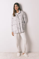 Women'secret Kratak kućni ogrtač od flisa sa sivim krznom "Hedwig" Siva