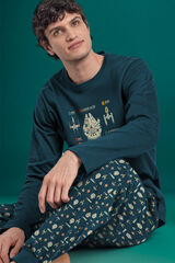 Admas Pijama largo naves Star Wars 100% algod&oacute;n hombre azul