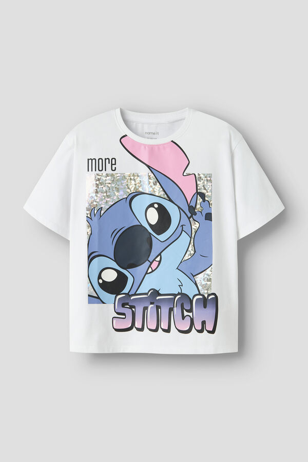 Name it T-shirt Lilo e Stitch de menina branco