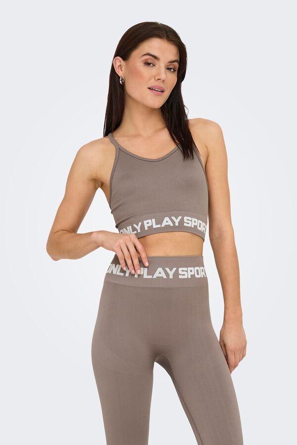 Only Play Sujetador deportivo de tirantes sujecci&oacute;n media gris