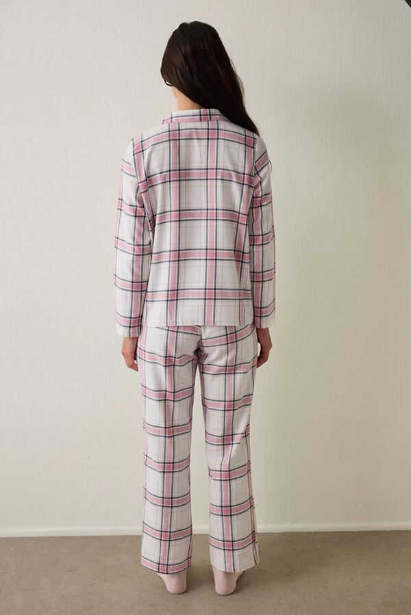 Penti Plaid Shirt Collar Long Sleeve Pajama Set pink
