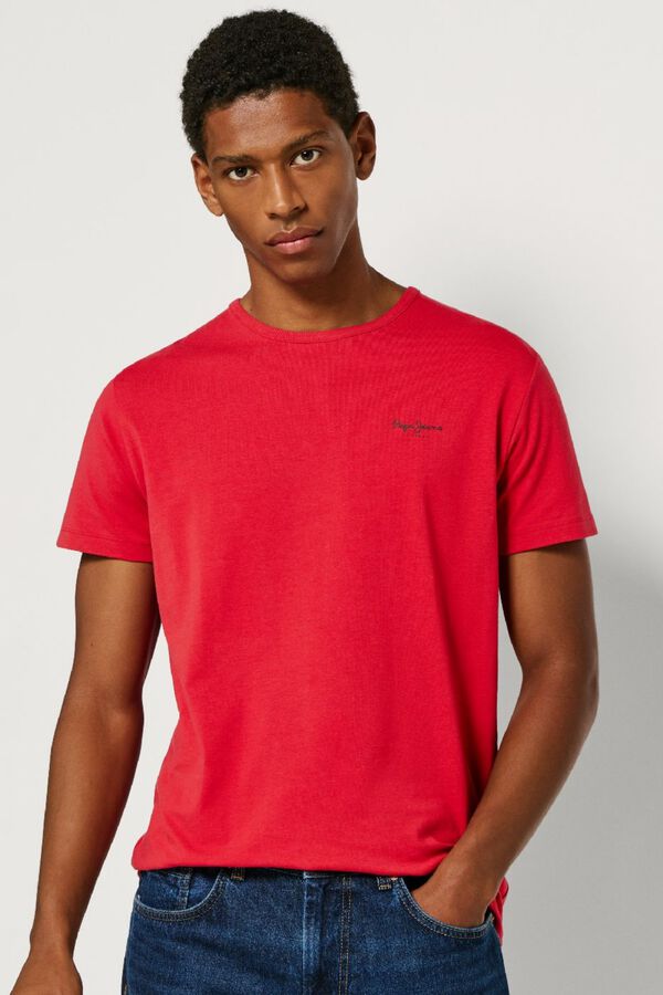 Pepe Jeans Camiseta b&aacute;sica manga corta logo rojo