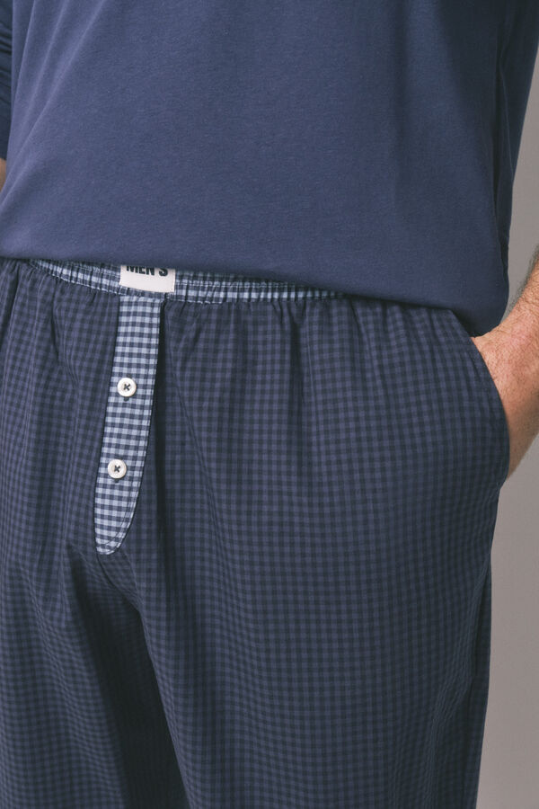 Women'secret Mu&scaron;ka duga pidžama, 100% pamuk, plava karirana Plava