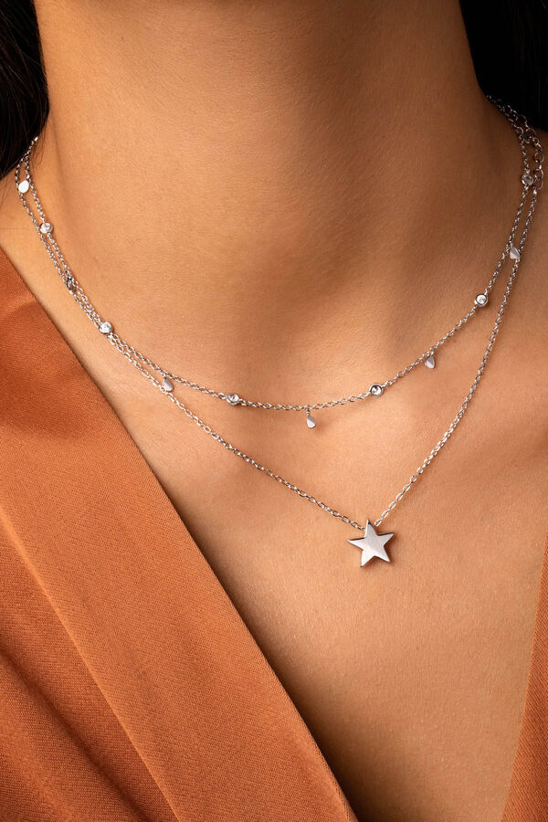 Singularu Silver Single Star Necklace grey