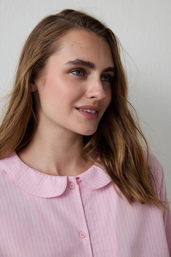 Penti Pinkish Stripes Ls Shirt Pant Set pink