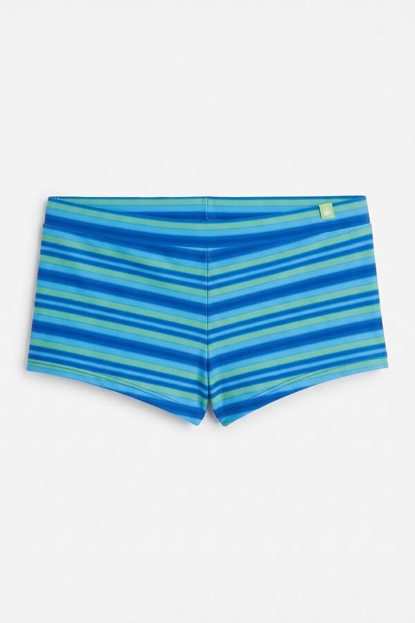 HI&BYE Plavi donji deo bikinija bokserice sa prugastim printom Print
