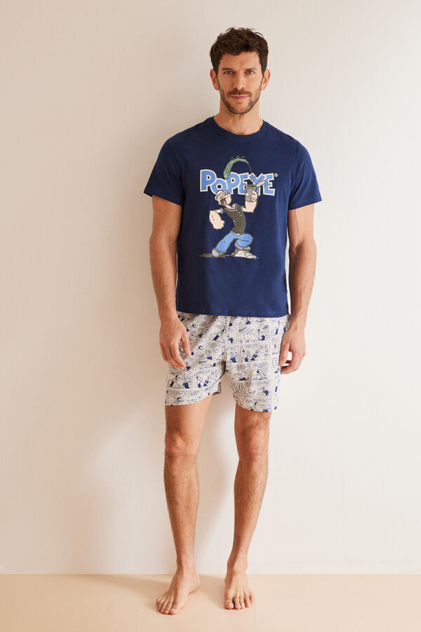 Womensecret Kratka muška pidžama od 100% pamuka Popaj Plava