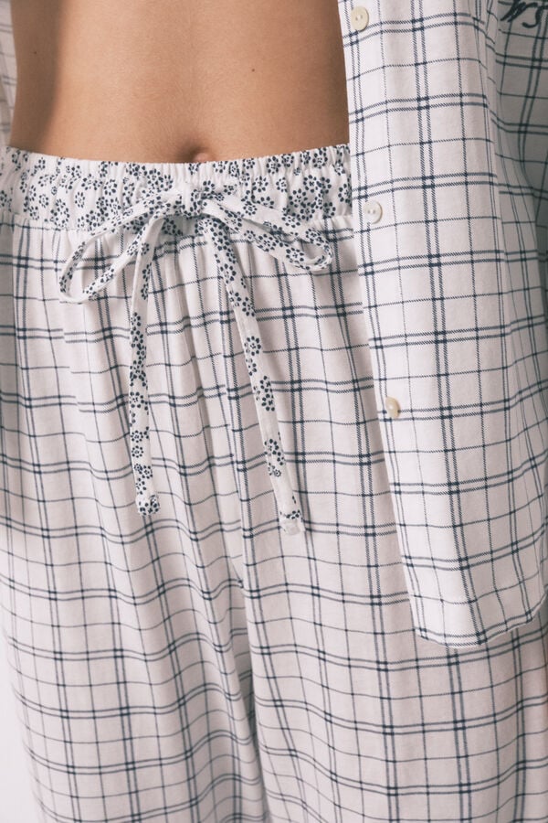 Women'secret Plava pamučna karirana ko&scaron;ulja pidžama Print