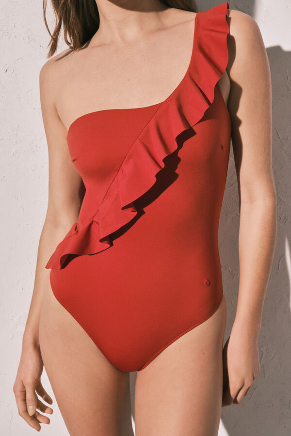 Women'secret Narandžasti kupaći kostim za oblikovanje sa asimetričnim karnerom Narandžasta