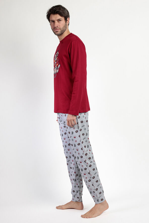 Admas Men's long pyjamas with Muppets print Bordo