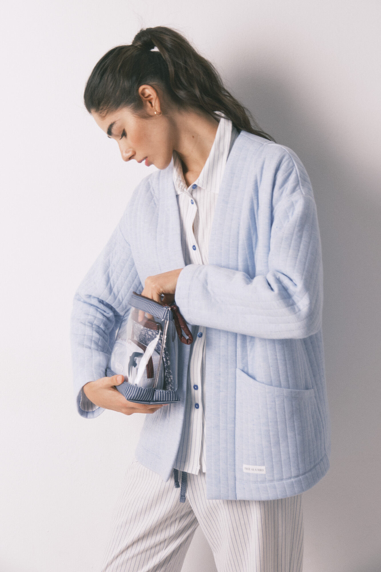 Women'secret Plav &scaron;tepani kratak kućni ogrtač