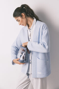 Women'secret Plav &scaron;tepani kratak kućni ogrtač