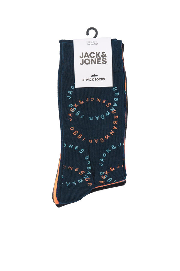 Jack & Jones Pack de 5 meias altas print logo preto