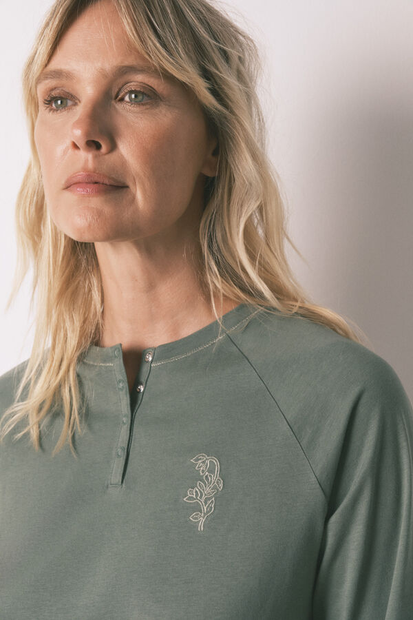 Women'secret Duga pidžama sa cvetnim pantalonama Kaki