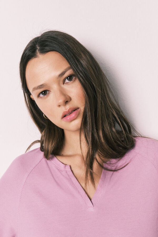 Women'secret Roze kratka pidžama od vafl tkanja Roze