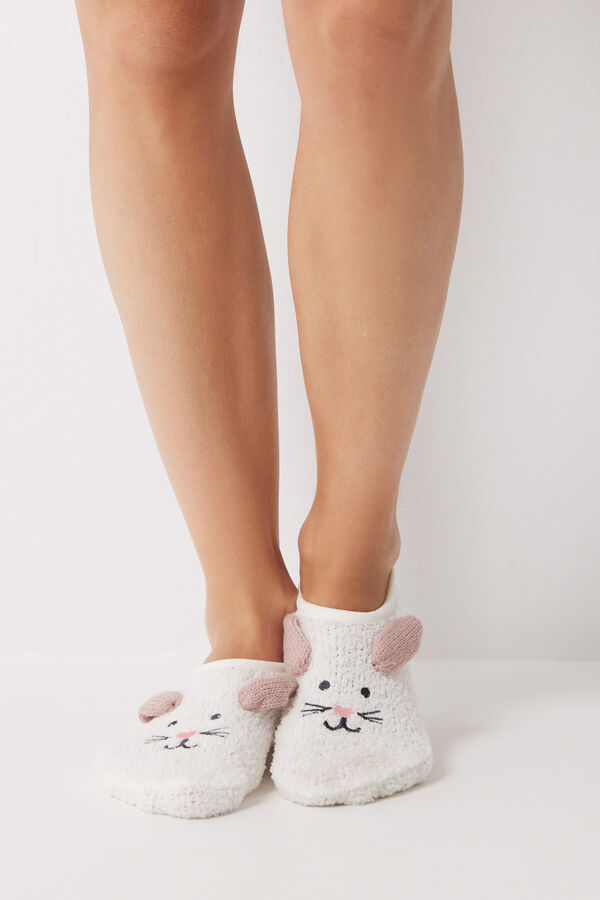 Women'secret Calcetines invisibles pelo conejo  blanco