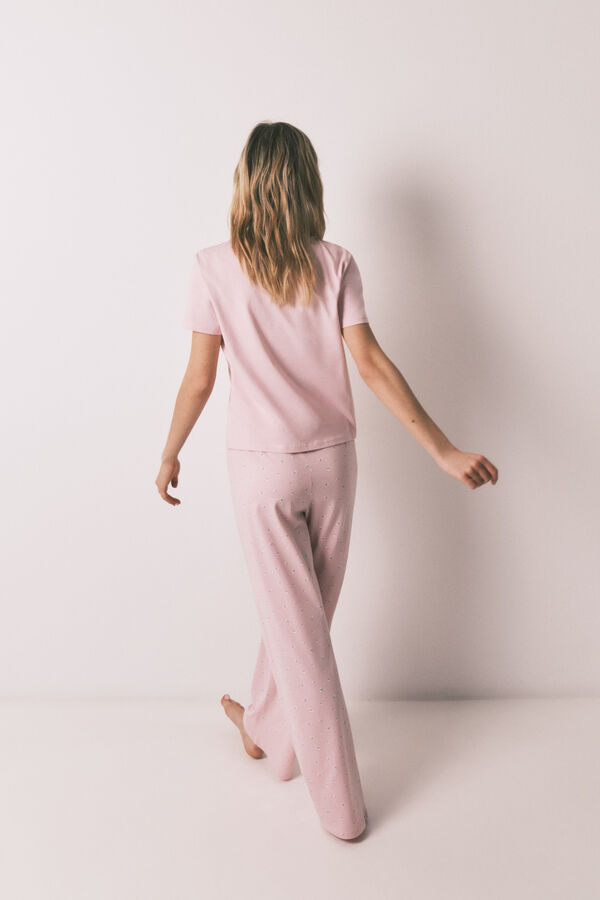 HI&BYE Roze pamučna duga pidžama sa cvetnim printom Roze