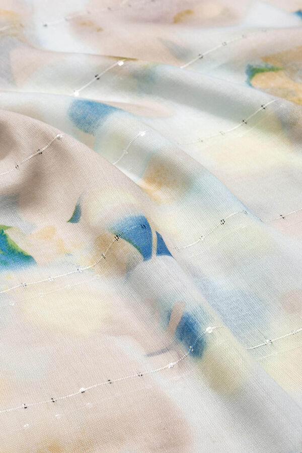 Vilanova Cachecol com estampa floral brilhante branco