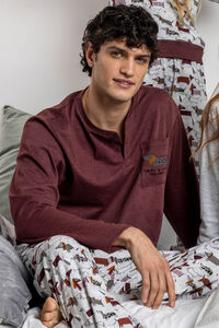 Admas Pijama largo perro salchicha para hombre