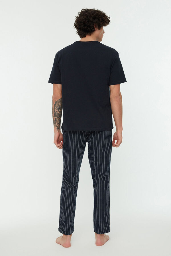 Trendyol Regular fit print pyjamas set in grey  bleu