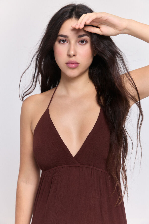 Pieces Vestido viscosa largo rojo