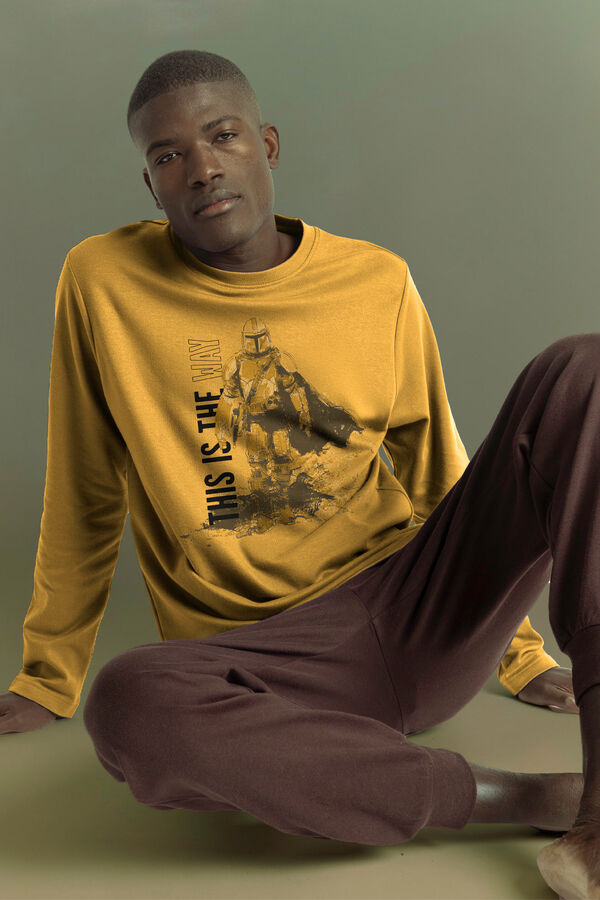 Admas Pijama largo Mandalorian 100% algodón para hombre amarillo