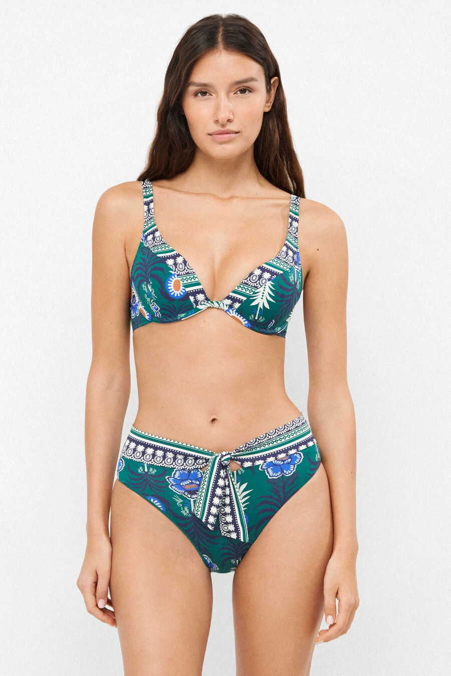Braga bikini alta print piñas tropical