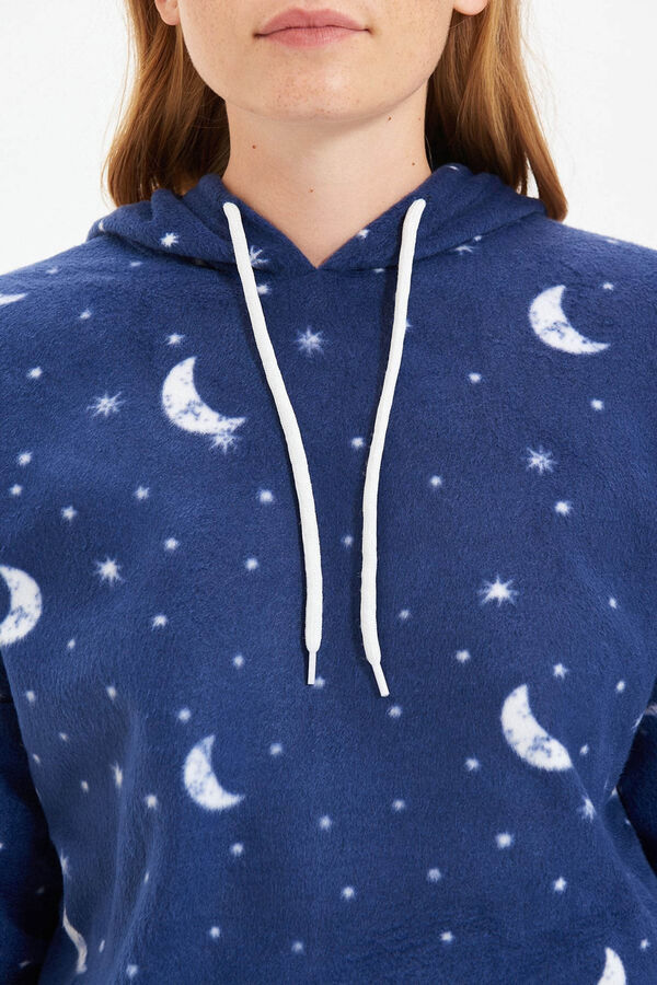 Trendyol Conjunto pijama polar capucha azul galaxia azul