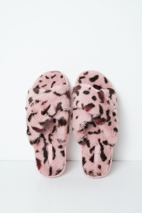 Women'secret Kućne papuče od pli&scaron;anog leoparda Print