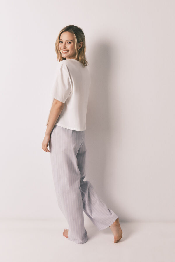 HI&BYE Plava 100% pamučna prugasta duga pidžama Bež