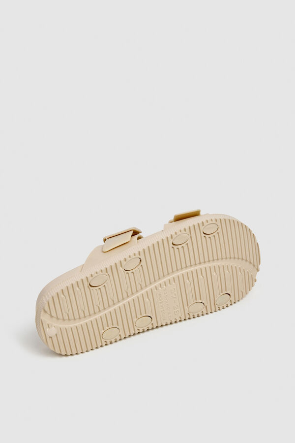 Pepe Jeans Sandalia doble tira tachas marfil