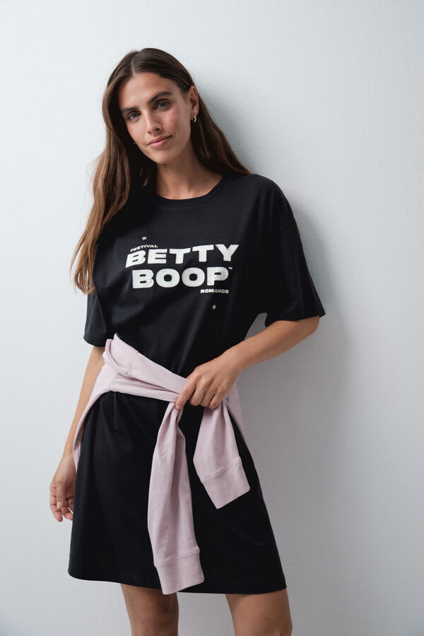 Women'secret Tamno siva kratka spavaćica Betty Boop Siva