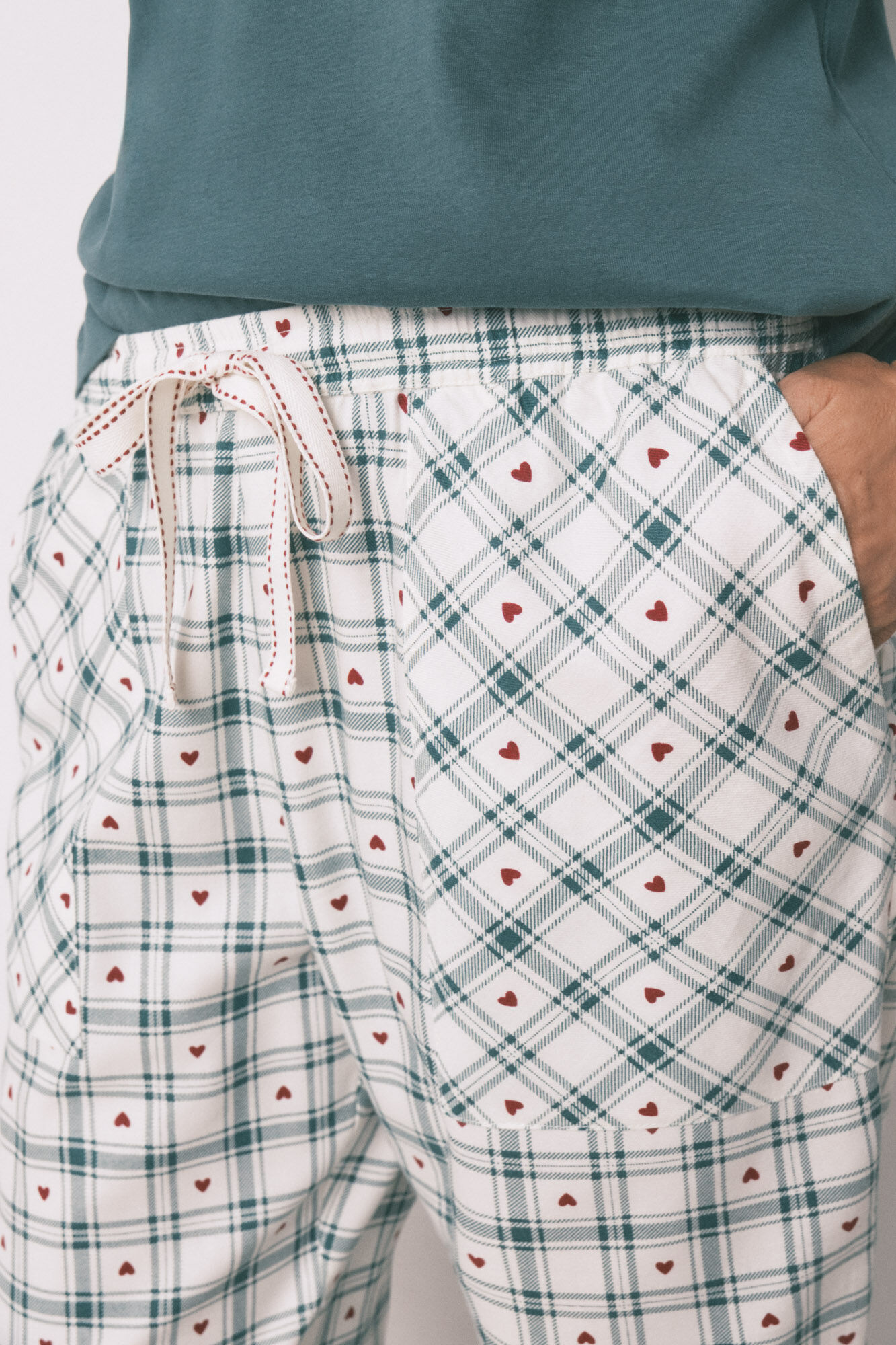 Women'secret Duge zelene karirane print pantalone