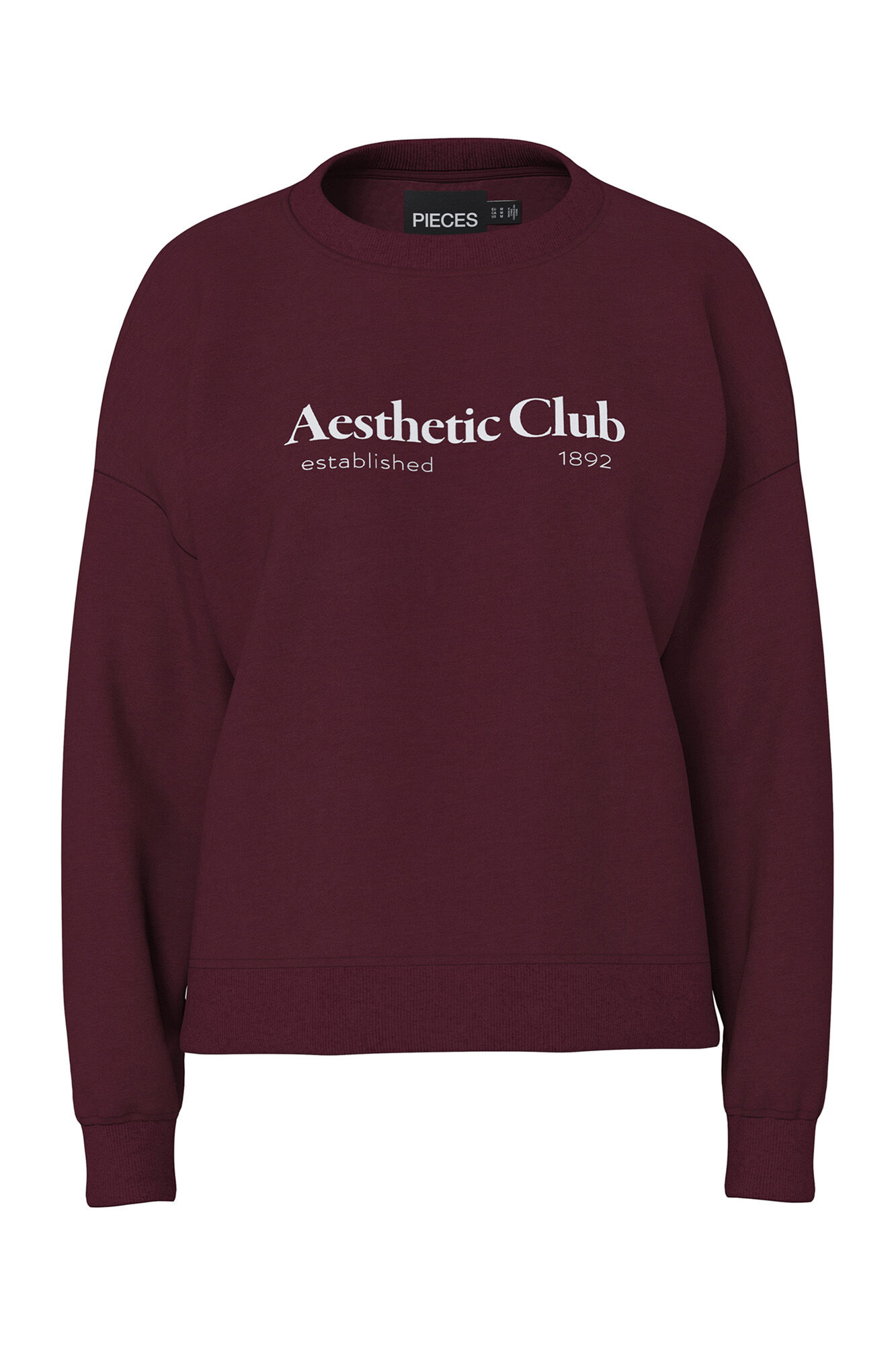 Pieces Sudadera casual burdeos Aesthetic club